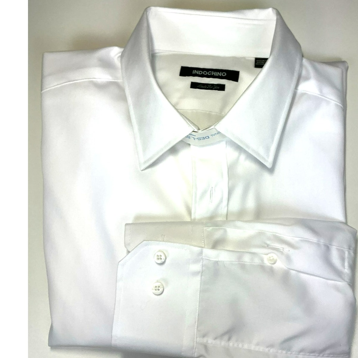 Indochino Custom Dress Shirt 2xl Xl White Solid Premium Cotton Tailored Euc — image 2 of 4